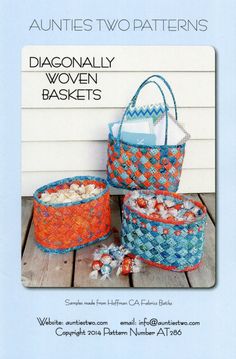 an advertisement for two baskets with the words,'quilties two patterns diagonally woven baskets