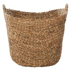 a large woven basket on a white background