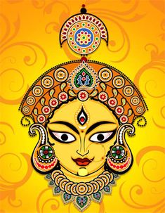 the face of lord rama on an orange background with swirls and circles around it