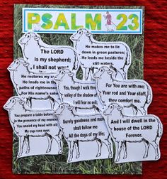 a card with the words and pictures of sheep on it, in front of a red background