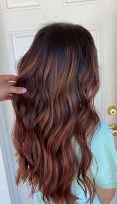 Red Balayage Hair, Brunette Hair With Highlights, Ginger Hair Color, Brown Hair Balayage, Balayage Brunette, Auburn Hair