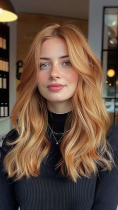 Strawberry Blonde Hair On Fair Skin, Strawberries Blonde Hair, Strawberry Blonde Summer Hair, Deep Strawberry Blonde Hair, Brown And Strawberry Blonde Hair, Dyed Strawberry Blonde Hair, Strawberry Blonde Hair Bangs, Strawberry Blond Balayage, Red Hair For Blondes