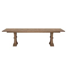 a large wooden table on a white background