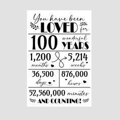 a poster with the words you have been loved for 100 years and hearts on it