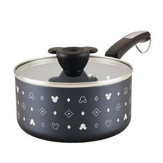 a mickey mouse pan with lid and handle on a white background for use as an appliance