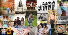 a collage of photos with people holding hands and pregnant women in the middle one has a rainbow painted on her belly