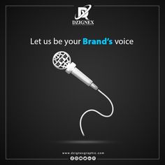 a microphone with the words let us be your brand's voice