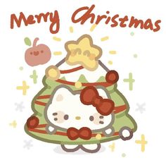 a hello kitty christmas card with the words merry christmas