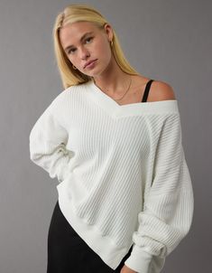 AE Big Hug V-Neck Waffle Sweatshirt Aerie Clothing, White Jeans Men, Wishlist 2024, Athletic Fit Jeans, Waffle Fabric, Big Hug, Beauty Equipment, Curvy Jeans, Winter Fits