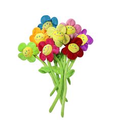 PRICES MAY VARY. 🌼Size: Stem length: Stem length:30cm/12inches;flower diameter:10cm/4inches.Perfect size for kids and adults. 🌼Unique Design: Bouquet Of plush daisies flowers with bright 8 kinds of colors make it visually appealing.Bendable flowers plush handcrafted with inside bendable iron wire and external surface light green plush easily to manipulate any shape as you want. 🌼High Quality Material: The flowers are made of soft cloth and stuffed with cotton wool.Built-in iron wire in the fl Smiley Face Birthday Party, Valentine's Day Gifts For Kids, Smiley Face Gifts, Daisy Flower Bouquet, Flowers For Kids, Flower Toy, Plush Flower, Prize Gifts, Surface Light