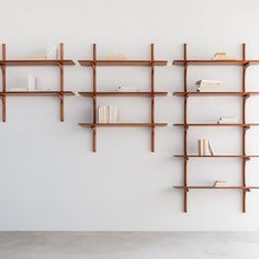 the bookshelves are made from wood and have no shelves to hold their books