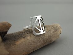 Geometric Sterling Silver Ring Silver Rings Geometric, Silver Geometric Ring Gift, Modern Sterling Silver Rings With Geometric Shape, Silver Geometric Sterling Silver Ring, Modernist Silver Ring With Oxidized Finish, Jewellery Craft, Jewelry Handmade, Sterling Silver Ring