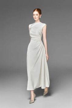 MEAN BLVD | Premium Fashion Platform of Top Vietnamese Designers Silk Dresses Outfit, Draped Midi Dress, Mean Blvd, Fashion Design Clothes, Modest Dresses, Women Dresses, Timeless Classic