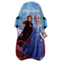 the back side of an inflatable bag with two frozen princesses on it