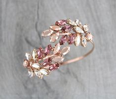 Bridal Cuff Bracelet, Rose Gold Jewellery, Open Bracelet, Golden Shadow, Swarovski Bracelet, Gold Ring Designs, Crystal Bangle, Blush Rose, Jewelry Bridal