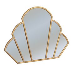 an art deco style mirror with gold trimmings on the sides and a scallop