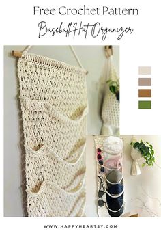 a crocheted wall hanging is shown with the text free crochet pattern