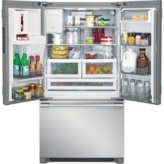 an open refrigerator with its doors wide open