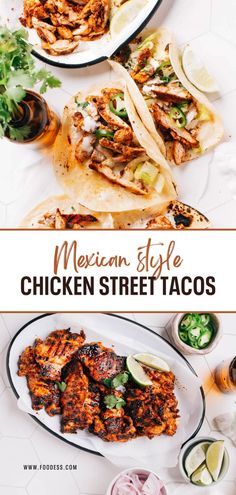 mexican style chicken street tacos on plates