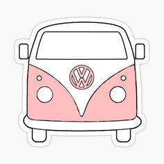 a pink and white vw bus sticker