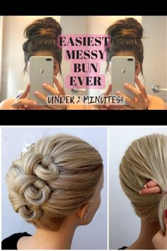 Hey guys, welcome back to my channel! Today I'm sharing with you my 2 minute messy bun- its honestly the easiest and cutest hairstyle! All you need is a hair... #bunhairstyle Easiest Messy Bun, Easy Messy Bun, Messy Bun Tutorial, Welcome Back To My Channel, Cute Simple Hairstyles, Bun Tutorial, Bun Hairstyle, Messy Bun Hairstyles, One Hair