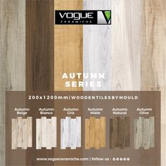 the autumn series is available for purchase at voque ceramics, including wood flooring