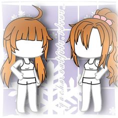 two paper dolls with long hair and white clothes