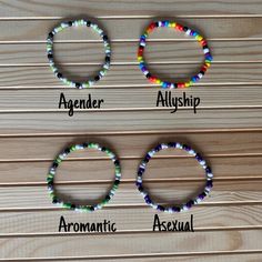 You can buy a Pride bracelet by stating the name of the one you want in the Personalization box. However, it doesn't have to be a Pride bracelet. If you want your own style, enter the colors you want to have on your bracelet or anklet in the Personalization box as well. It also doesn't have to be beaded! Choose any other bracelet style from the listings and customize it as your own. Available bead colors are shown in the last image. (Picture took in natural lighting but colors may look different in-person.) Some bead colors may not look exactly like the color on the pride flags but I tried my best. Therefore, Silver may be substituted for gray and gold for brown. Pride Beaded Bracelets, Pride Bracelets, Lesbian Beaded Bracelet, Pride Seed Bead Bracelets, Pride Jewelry Bracelets, Lgbtq Kandi Bracelets, Lgbtq Bracelet Beads, Pride Bracelet, Word Bracelet