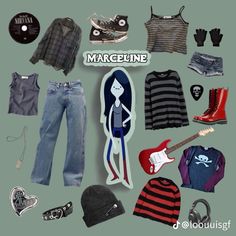 Adventure Time Inspired Outfits, Marceline Inspired Outfits, Kaleb Core, Ramona Flowers Outfit, Adventure Time Outfits, Marceline Outfits, Enby Outfits, Duo Halloween Costumes, Character Inspired Outfits