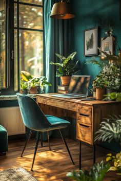 home office decor, home office ideas, small home office, work from home space, desk space, Student Room Interior, Cozy Office Aesthetic, Innovative Office Design Workspaces, Green Home Office Ideas, Creative Home Office Space, Cozy Office Ideas, Small Home Office Decor, Green Office Design, Home Office Green