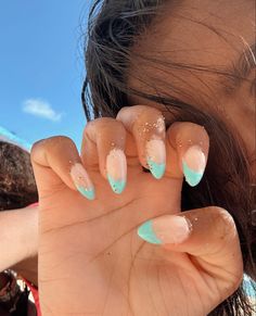 Colored French Tip Nails Acrylics, Summer Nail Inspo 2024, Birthday Nails Summer, Aruba Nails, Summer Vacay Nails, Ugly Nails, Vacay Nails, Mail Inspo, Spring Break Nails