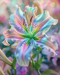 a close up of a flower with blurry background