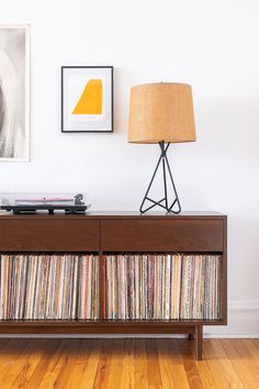 Department Home: Our 1 x 3 Drawer cabinet shown staged and set up with records and a turntable on top. Record Storage Cabinet, Lp Collection, Soft Close Drawer Slides, Record Cabinet, Cabinet Detailing, Drawer Boxes, Record Storage, Quality Cabinets, Cabinet Features