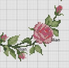 a cross stitch pattern with roses and leaves on the bottom half of it, which reads italian