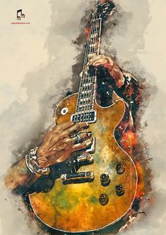 a painting of a person holding a guitar