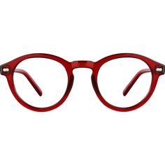 These smart-looking round glasses offer great value and style. The medium-narrow eyeglasses features a keyhole bridge and comes in the following translucent colors: tortoiseshell blue red and yellow. This eyeglasses has a glossy finish. Please note the actual pattern on eyeglasses may vary slightly from the one pictured. | Zenni Round Prescription Eyeglasses Red Tortoise Shell Plastic Red Eyeglasses Women, Red Round Glasses, Circle Glasses, Glasses For Your Face Shape, Red Eyeglasses, Tortoise Shell Glasses, Round Eyeglasses Frames, Rim Design, Zenni Optical