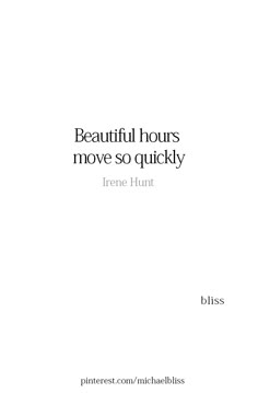 a white book cover with the words beautiful hours move so quickly