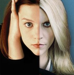 two women with different hair colors and one is holding her head in front of the camera