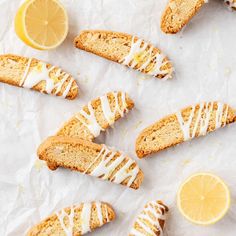 lemon scones with icing and sliced lemons