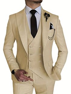 3 Piece Mens Suit, Peak Lapel Suit, Men Suits Wedding, Prom Blazers, Buckle Pants, Evening Suit, Blue Costumes, Groom Tuxedo