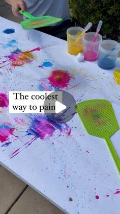 a table with paint and spatulas on it that says the coolest way to pain