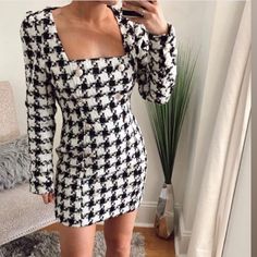 Black And White Tweed Dress New W Tags! Stunning On White Tweed Dress, Black And White Tweed, White Tweed, Tweed Dress, Boutique Dresses, Style Dress, In Style, New Dress, Turning