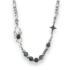 Unleash Your Inner Style With Our Spider Beads Necklace! Perfect For Streetwear Or Hip Hop Lovers, This Unisex Piece Adds A Touch Of Punk To Any Outfit. Show Off Your Unique Fashion Sense With This Eye-Catching Accessory. Necklace Length 19.0 Inch With 2.0 Inch Extension Chain, Chain Width 5 Mm. Spider Beads, Beads Necklace For Men, Sipder Man, Women Streetwear, Mens Accessories Jewelry, Necklace For Men, Streetwear Women, Beads Necklace, Silver Man