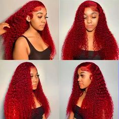 Red Water Wave Wig Black Women, Deep Wave Red Wig, Red Waterwave Wig, Red Wig Curly, Curly Red Wig, Red Curly Wig, Red Weave Hairstyles, Indian Hair Color, Brazilian Body Wave Hair