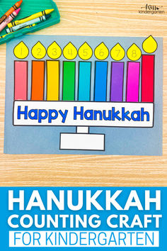 happy hanukkah counting craft for kids to make with colored crayons