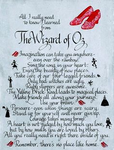 a sign on the side of a brick wall that says, the wizard of oz