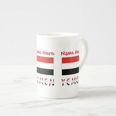 Yemen and Yemeni Flag Red Personalization  Bone China Mug China Mugs, Kids Nursery Decor, Free Birthday Invitations, Kids Stationery, Free Birthday Invitation Templates, Hair Accessories Jewelry