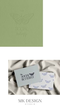 the logo and business card design for social butterfly studio