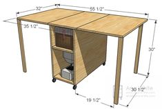 the plans for an office desk with drawers