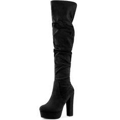 Your forever wardrobe deserves designs like these thigh-high boots. Expertly crafted from faux suede this pair features round toes and comes in a fitted silhouette. The side zipper makes it easy to put on and take off. The platform design gives the boot a vintage feel and flatters your legs perfectly. Slouch Stylish Over the Knee Boots; Platform; Round Toe; Zipper Closure; Chunky Heels; Vamp: Faux Suede; Outsole: Rubber; Heel: ABS; Heel Height: 5 1/8 inches; Shaft Height: 20 7/8 inches; Platform Platform Boots Outfit, Outfit Edits, Santa Tell Me, Knee High Platform Boots, Christmas Boots, Platform Design, Shoes 2023, Boots Platform, Body Figure